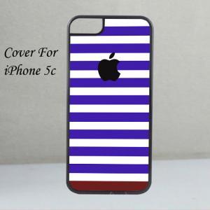 Blue Pink Stripes Apple Logo For Iphone 5c Case