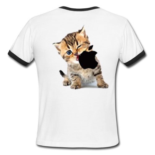 Kitten Eating Apple Back Men's Contrast T-shirt on Luulla